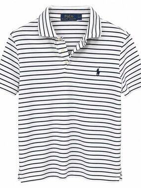 Ralph Lauren White & Navy Striped Polo Shirt
